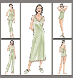 7837 VOGUE CAMI, TEDDY, NITEGOWN, BOTTOMS, SLIPPERS PATTERN 6-22 2 SIZES choice